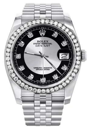 116200 | Hidden Clasp | Diamond Rolex Datejust Watch | 36MM | Tuxedo Diamond Dial | Jubilee Band