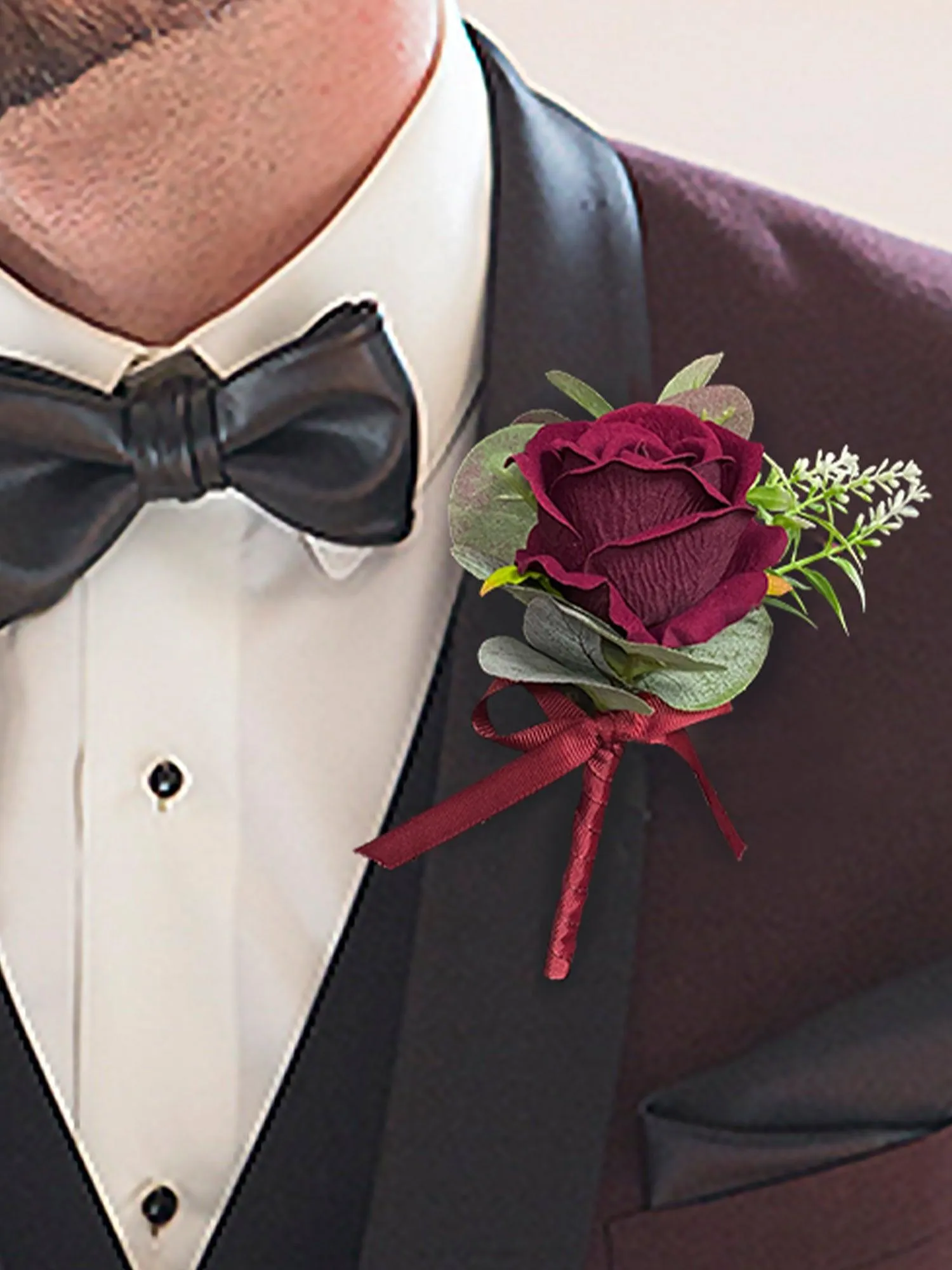 6Pcs Burgundy Boutonnieres