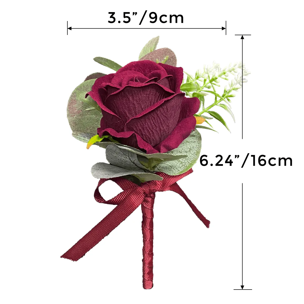 6Pcs Burgundy Boutonnieres