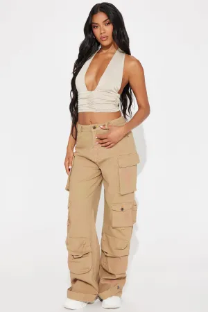 All Over You Cargo Wide Leg Pant - Khaki