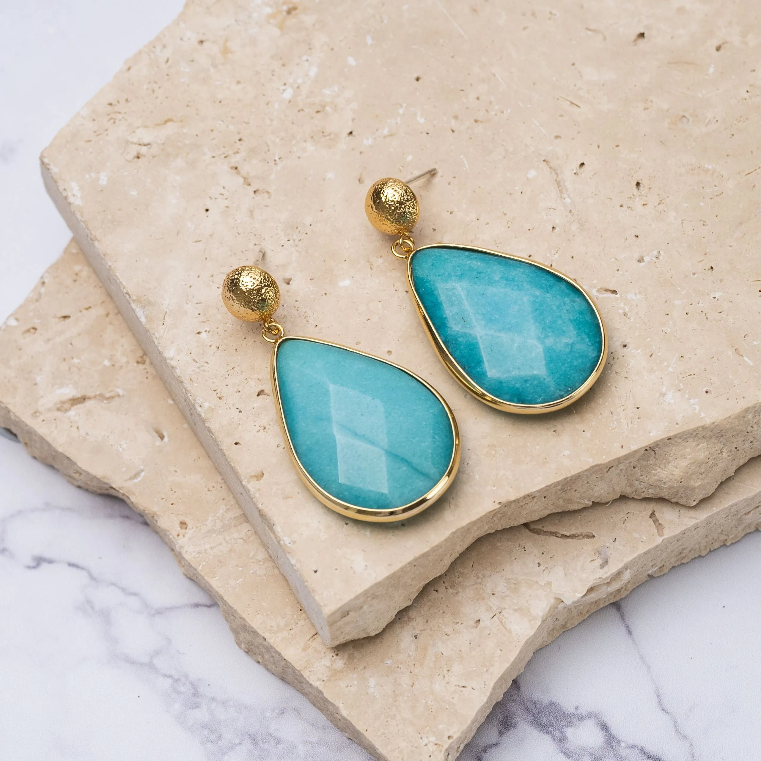 Ave 14k gold plated turquoise drop earrings