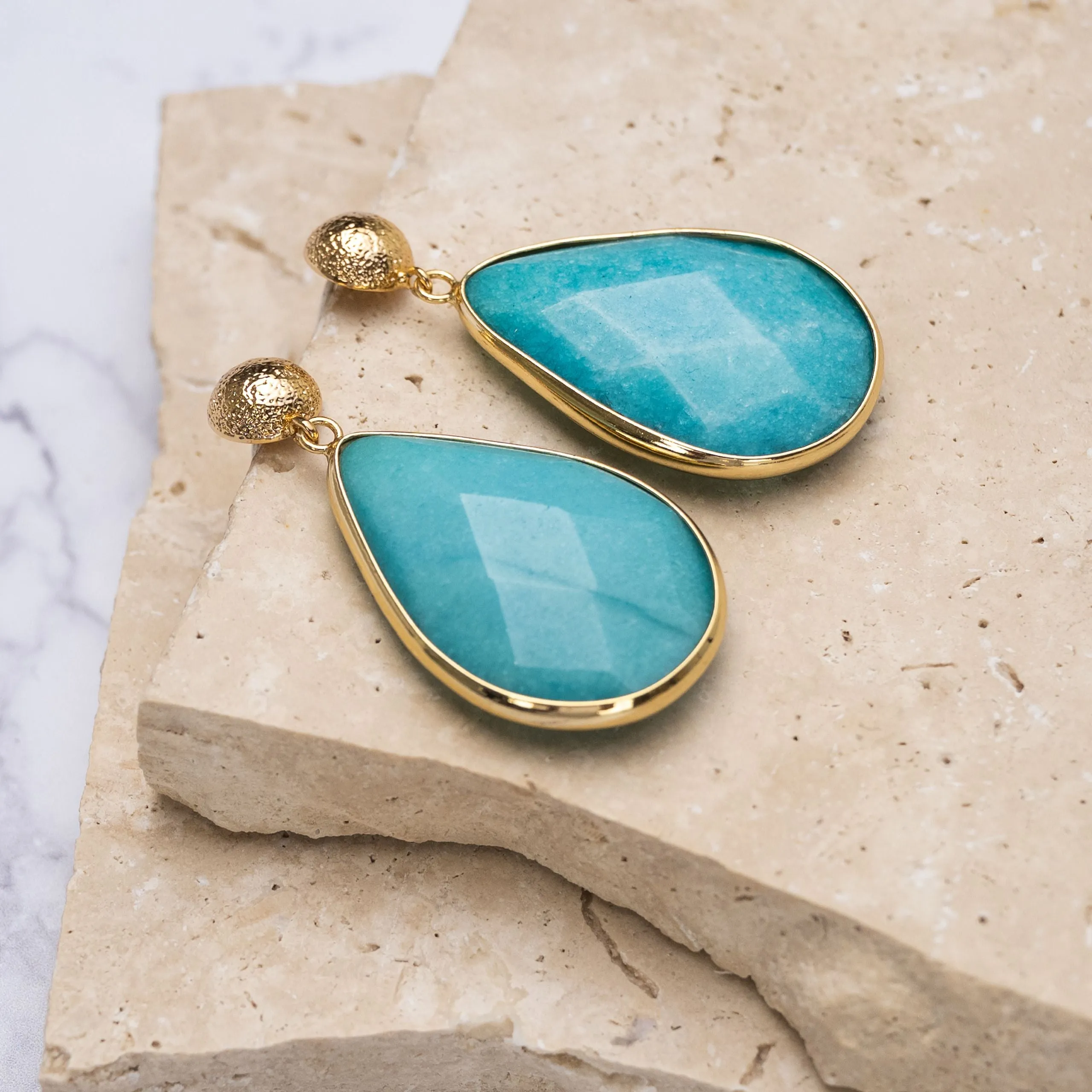 Ave 14k gold plated turquoise drop earrings