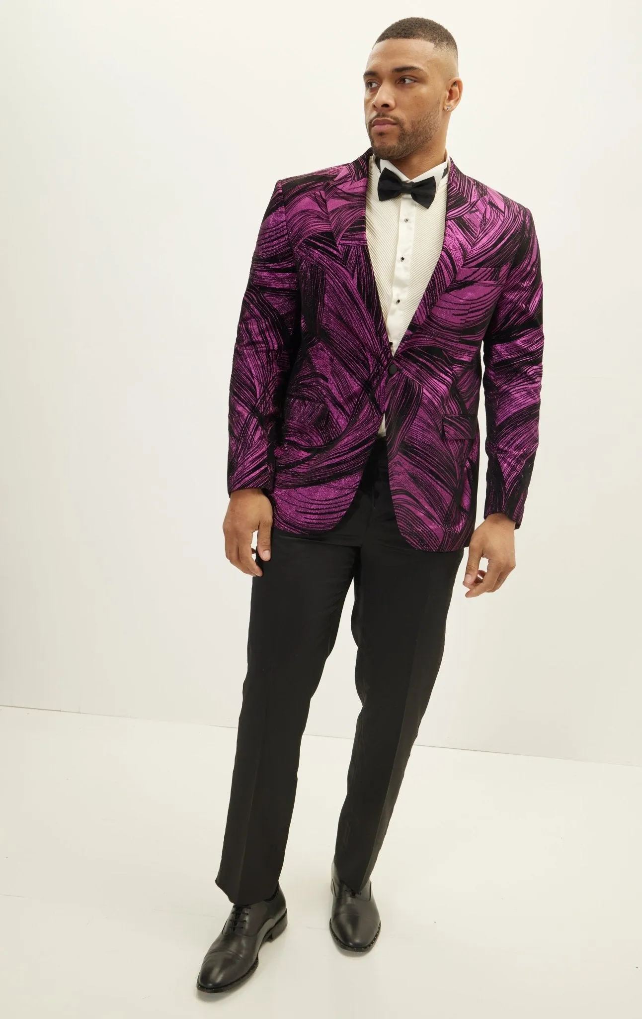 Cascading Peak Lapel Tuxedo Jacket - Pink