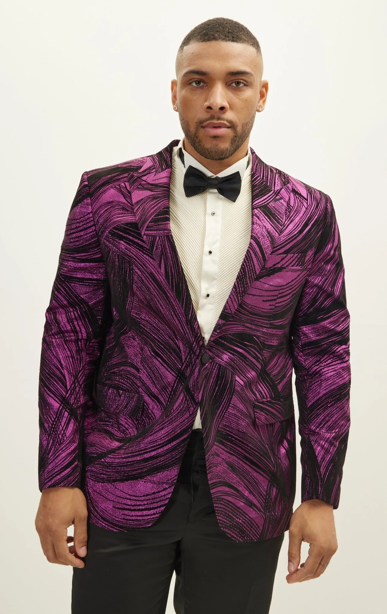 Cascading Peak Lapel Tuxedo Jacket - Pink