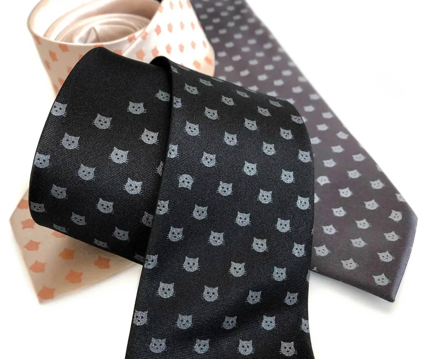 Cat Face Necktie, Repeating Cat Dot Pattern Tie