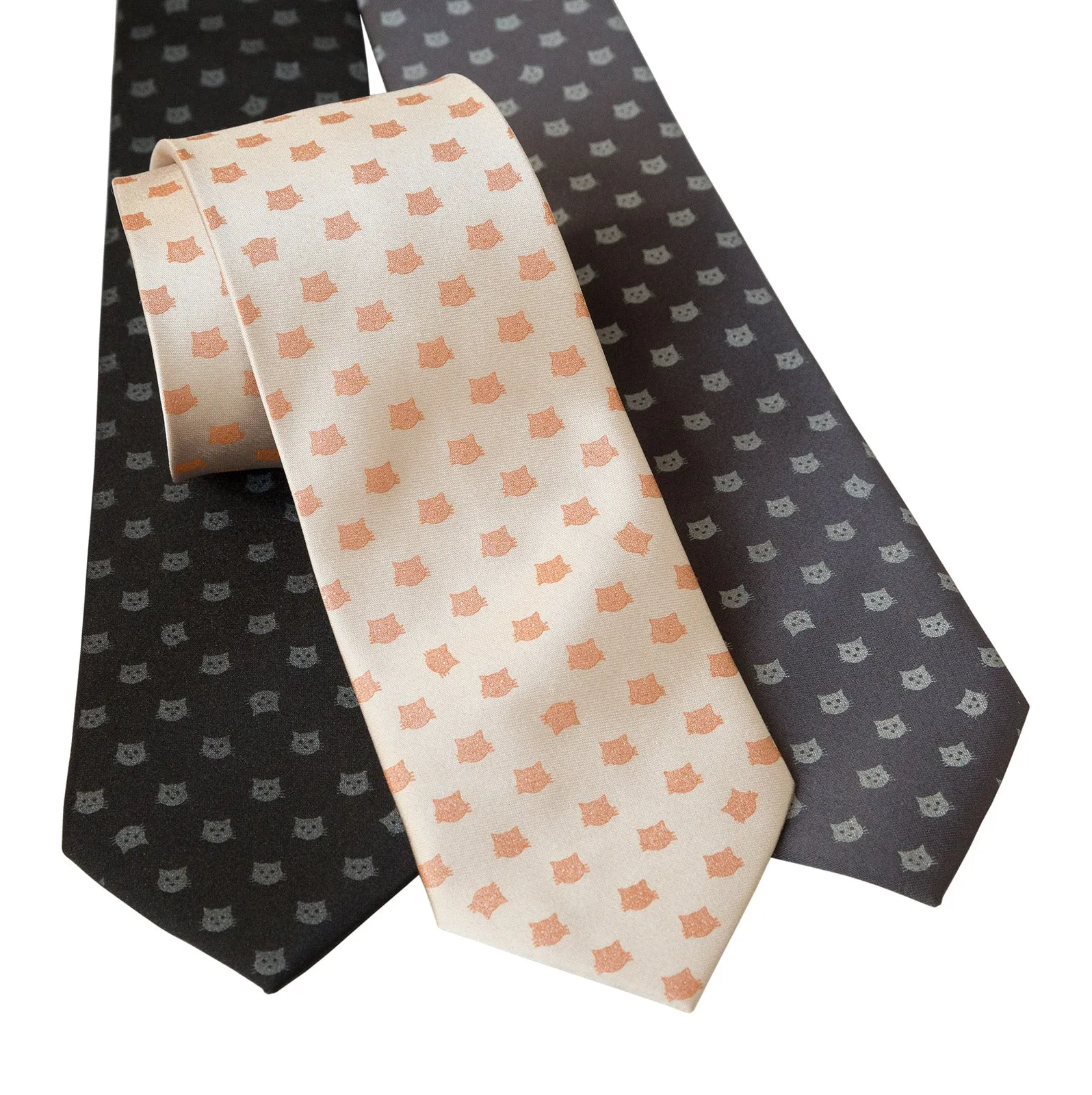 Cat Face Necktie, Repeating Cat Dot Pattern Tie