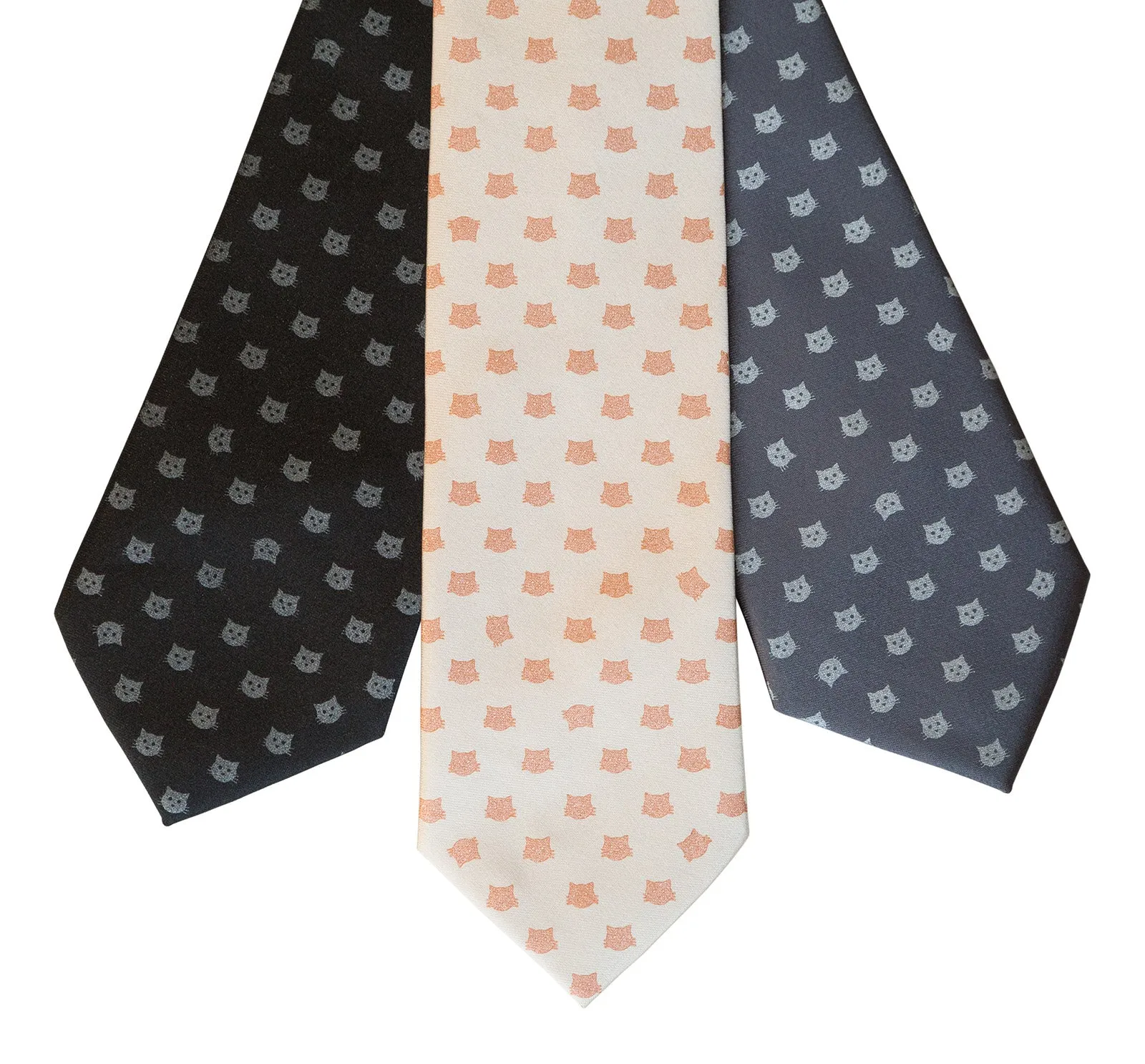 Cat Face Necktie, Repeating Cat Dot Pattern Tie