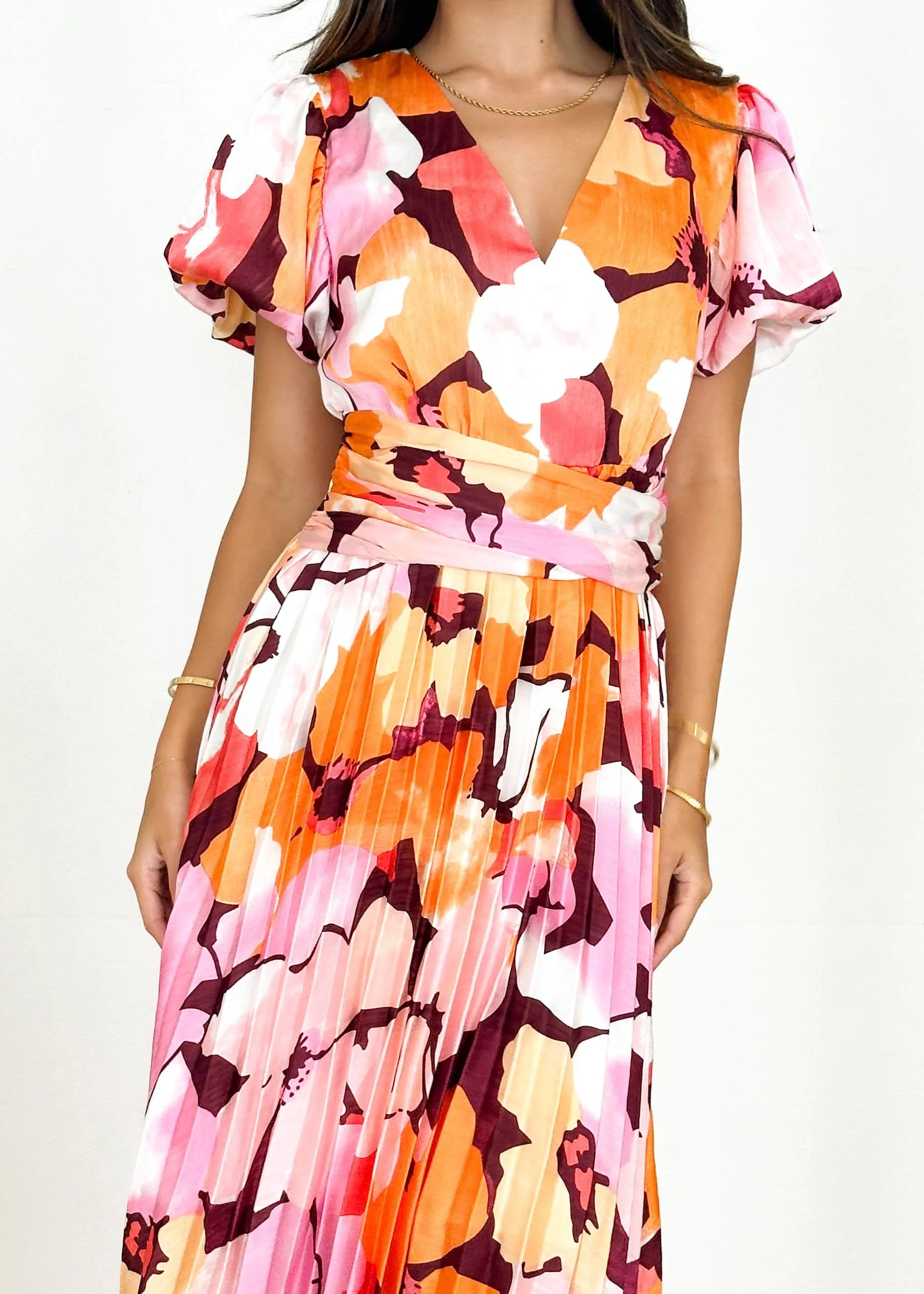 Cecile Midi Dress - Pink Floral