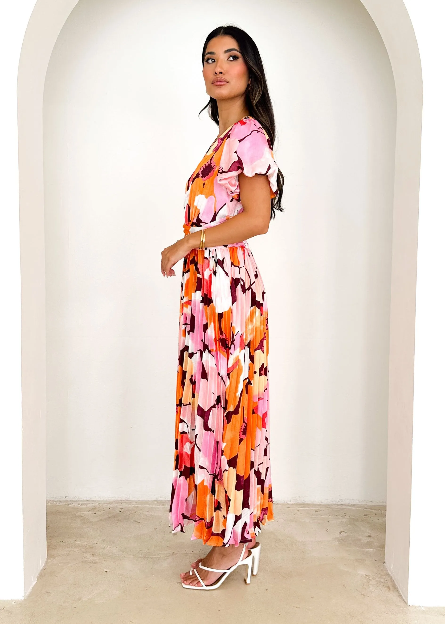 Cecile Midi Dress - Pink Floral