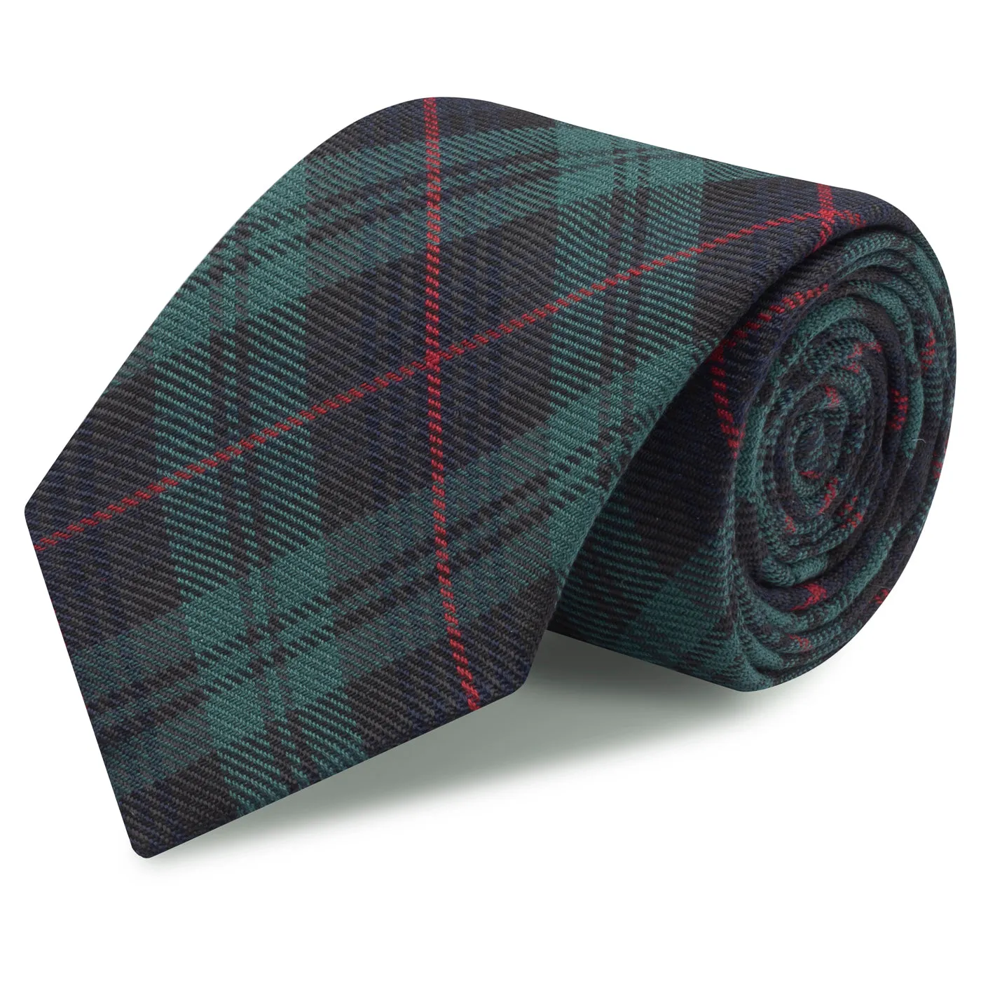 Classic Green Tartan Polyester Wool Tie