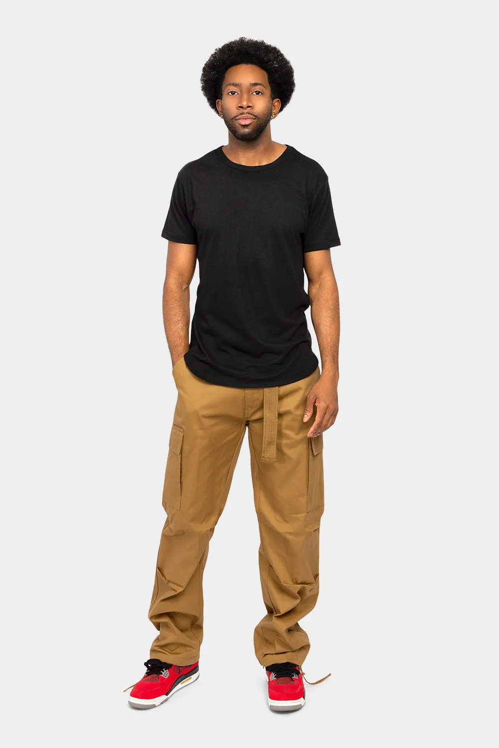 Essential Canvas Cargo Pants with Belt