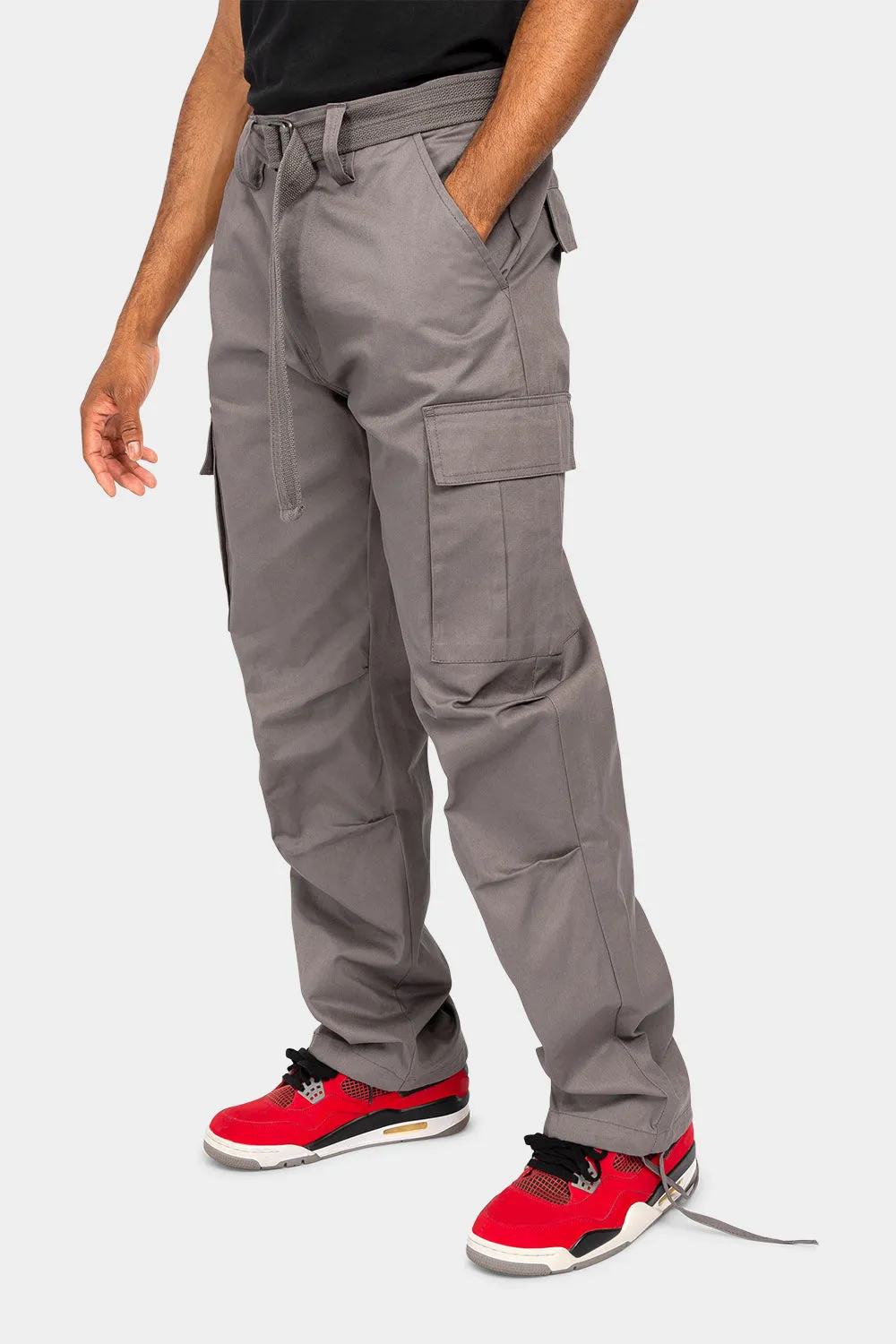 Essential Canvas Cargo Pants with Belt