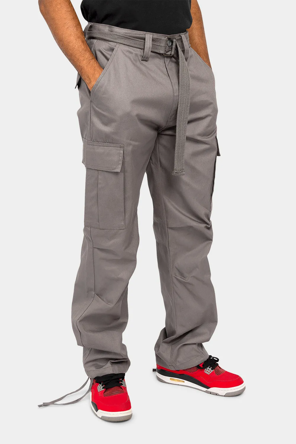 Essential Canvas Cargo Pants with Belt