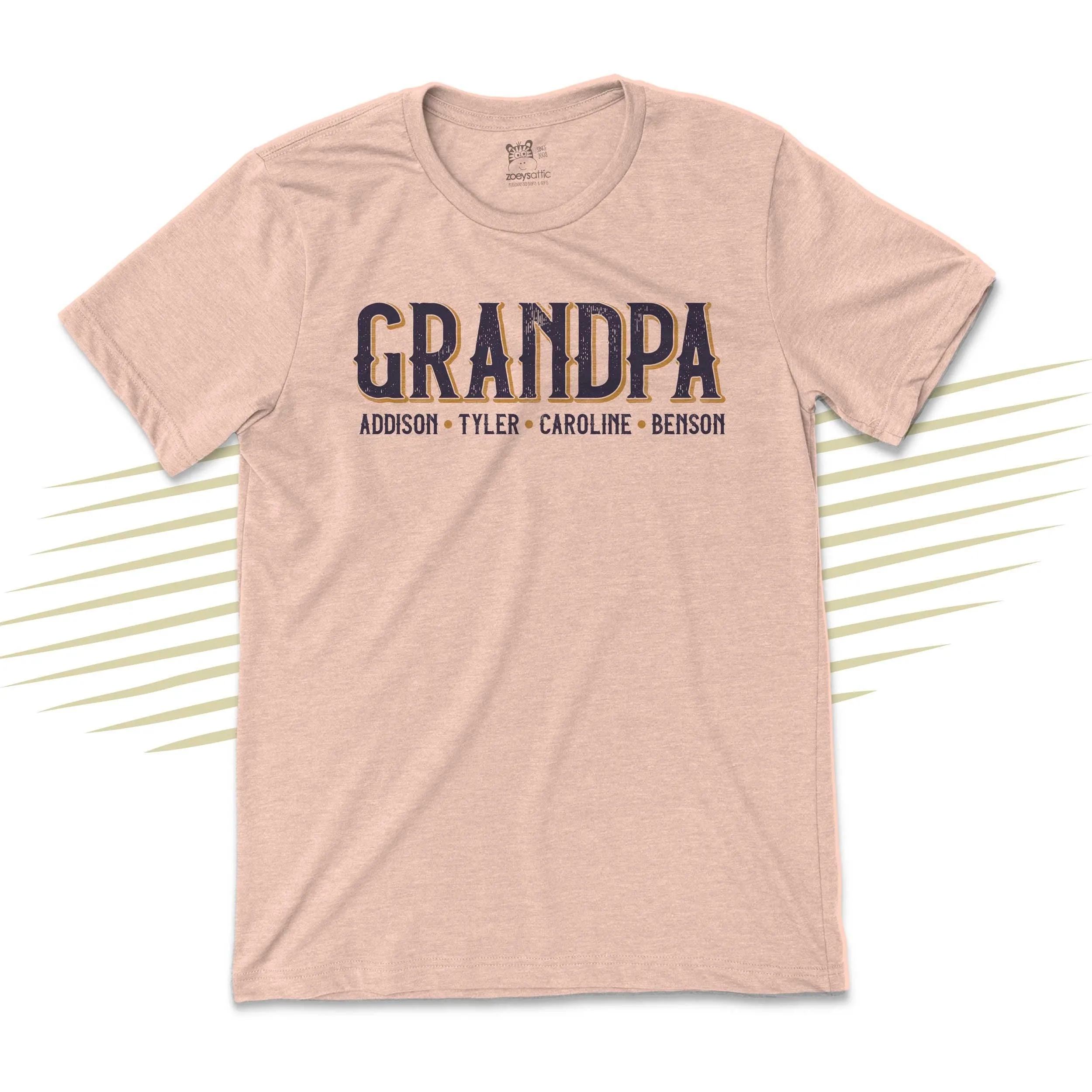 Father's Day shirt | grandpa distressed font personalized unisex adult crew neck tshirt | birthday christmas fathers day gift 23FD-010