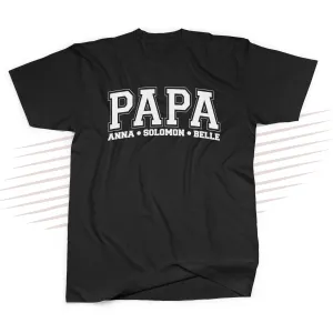 Father's Day shirt | papa athletic font personalized unisex adult crew neck DARK tshirt | birthday christmas fathers day gift 23FD-001-D