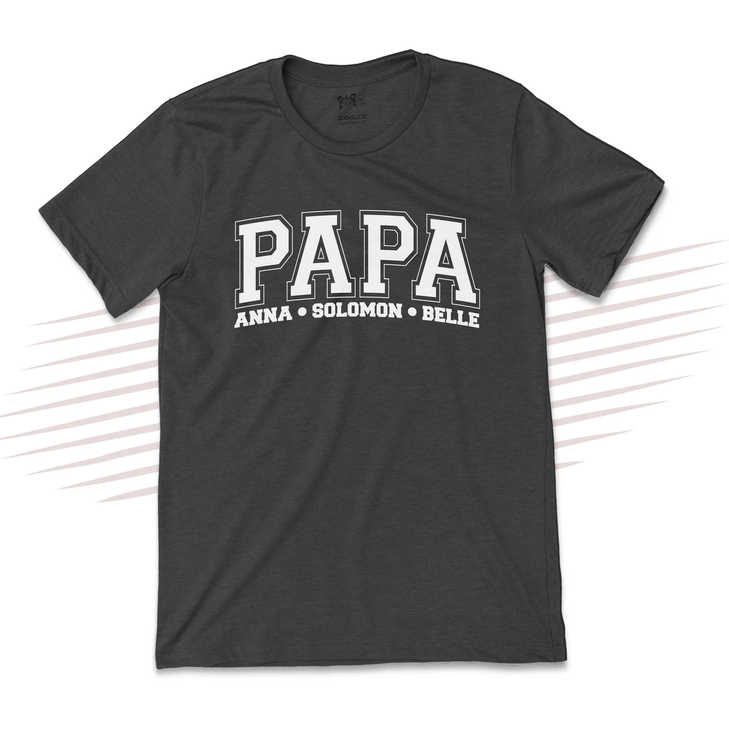 Father's Day shirt | papa athletic font personalized unisex adult crew neck DARK tshirt | birthday christmas fathers day gift 23FD-001-D