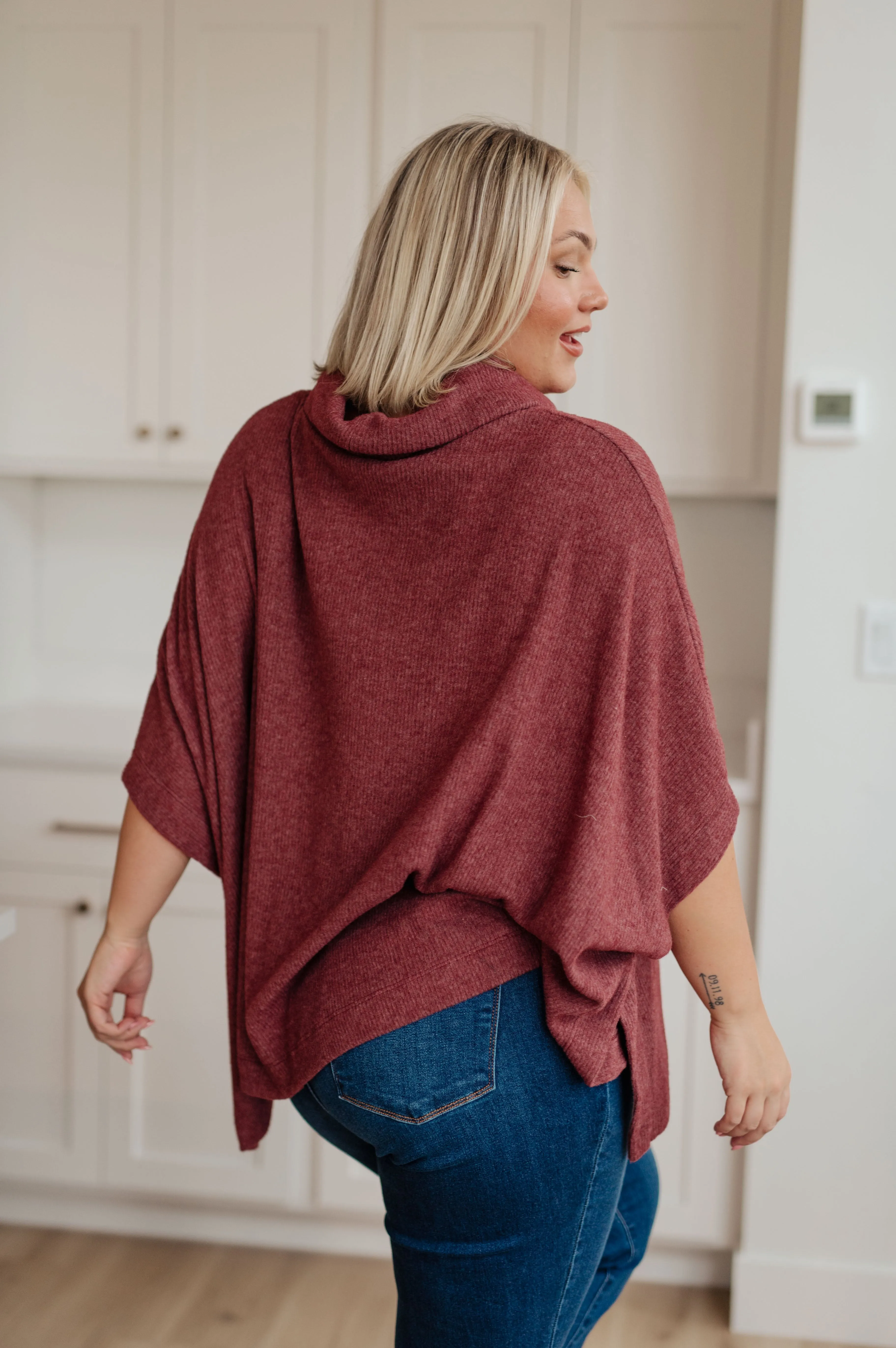 Forgive Me Cowl Neck Poncho by White Birch