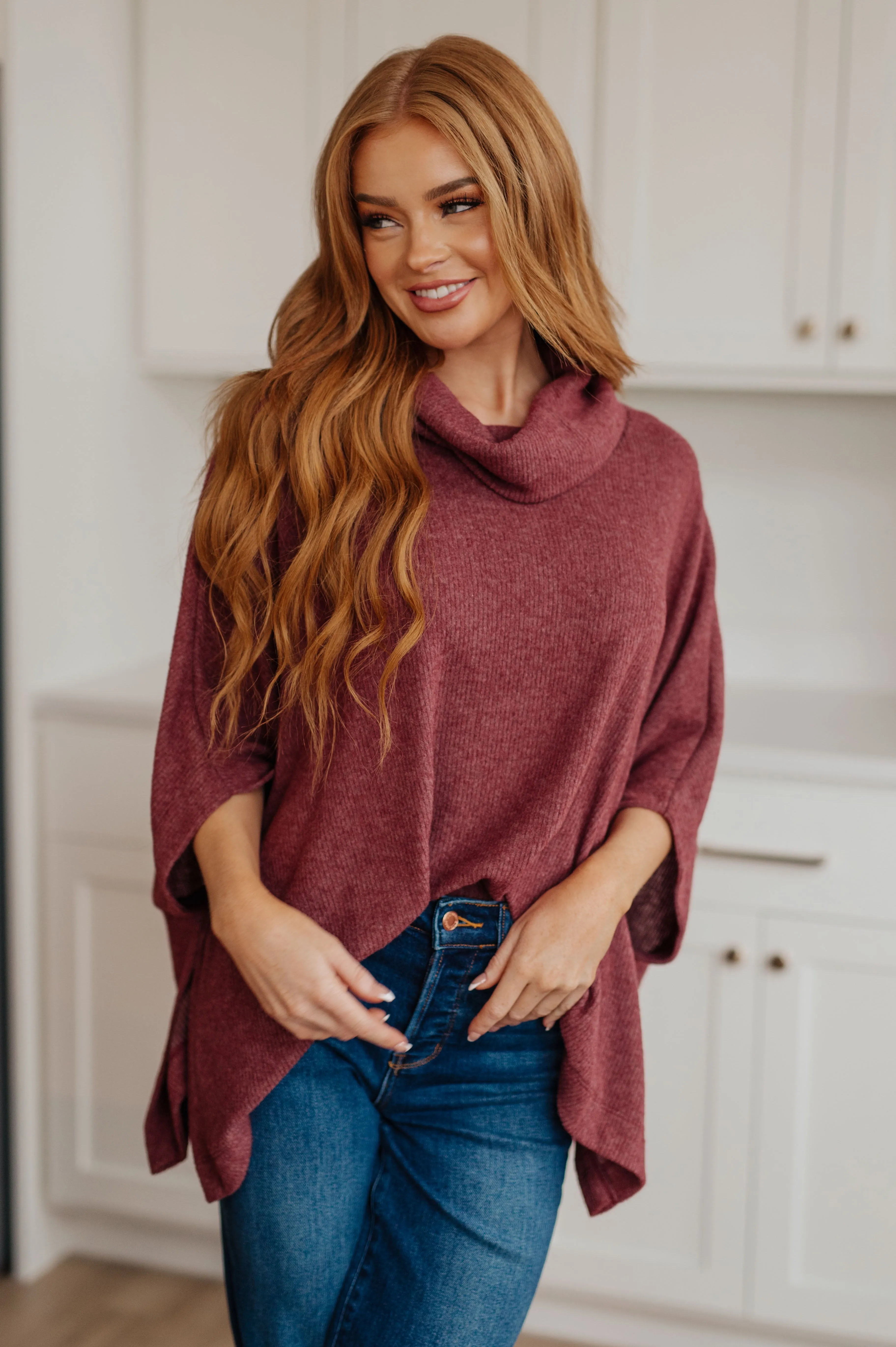 Forgive Me Cowl Neck Poncho by White Birch