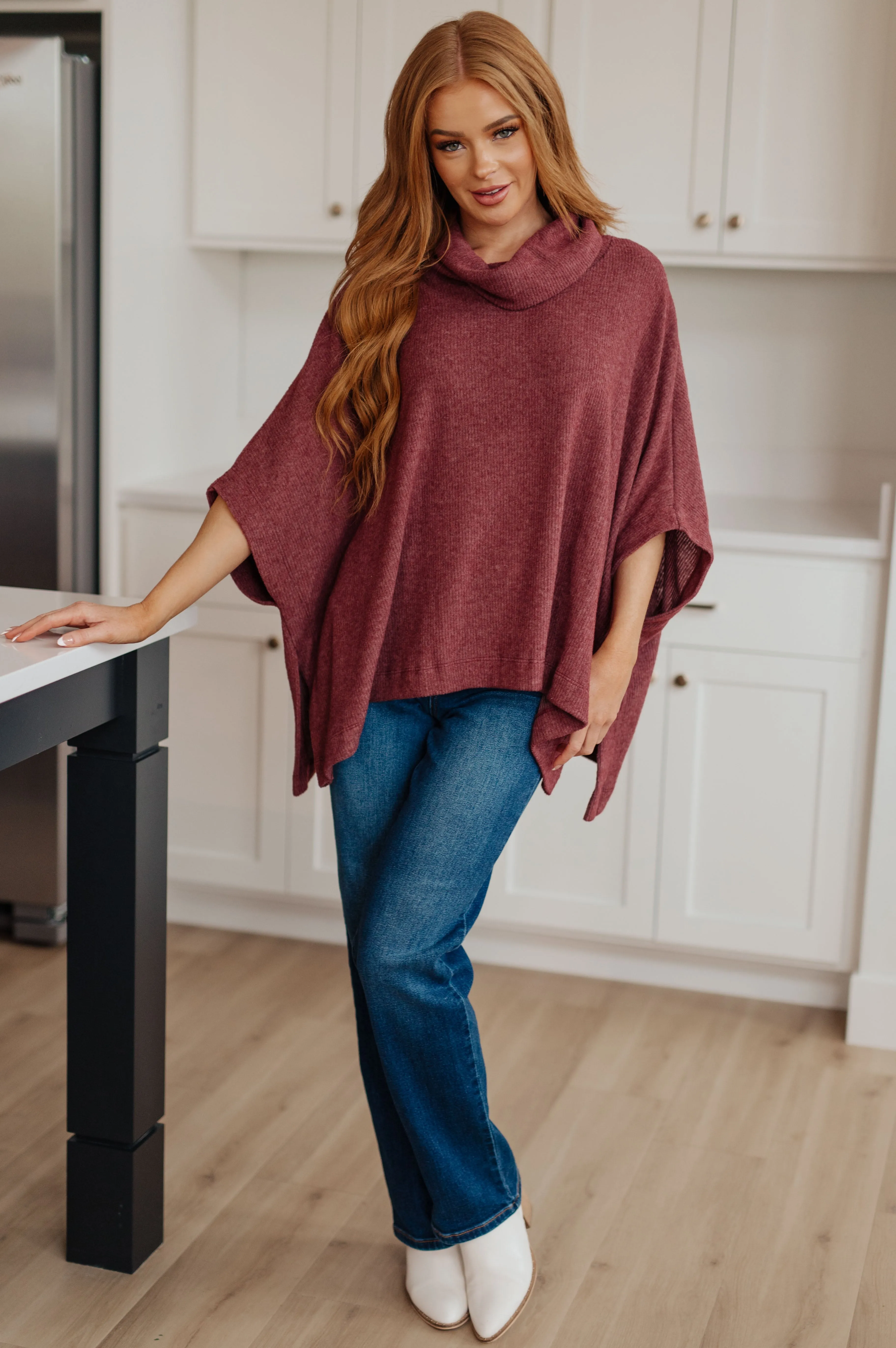 Forgive Me Cowl Neck Poncho by White Birch