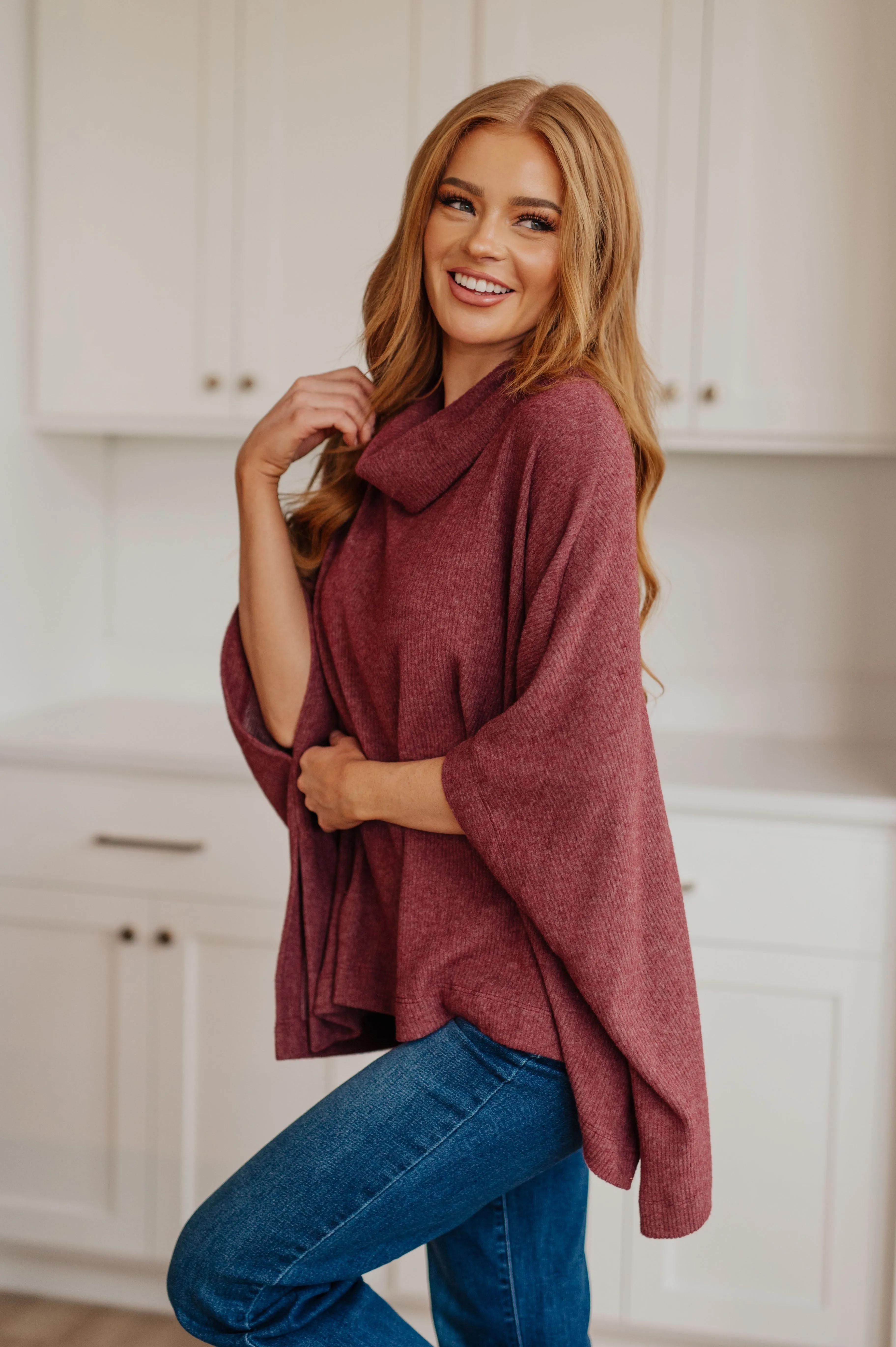 Forgive Me Cowl Neck Poncho by White Birch