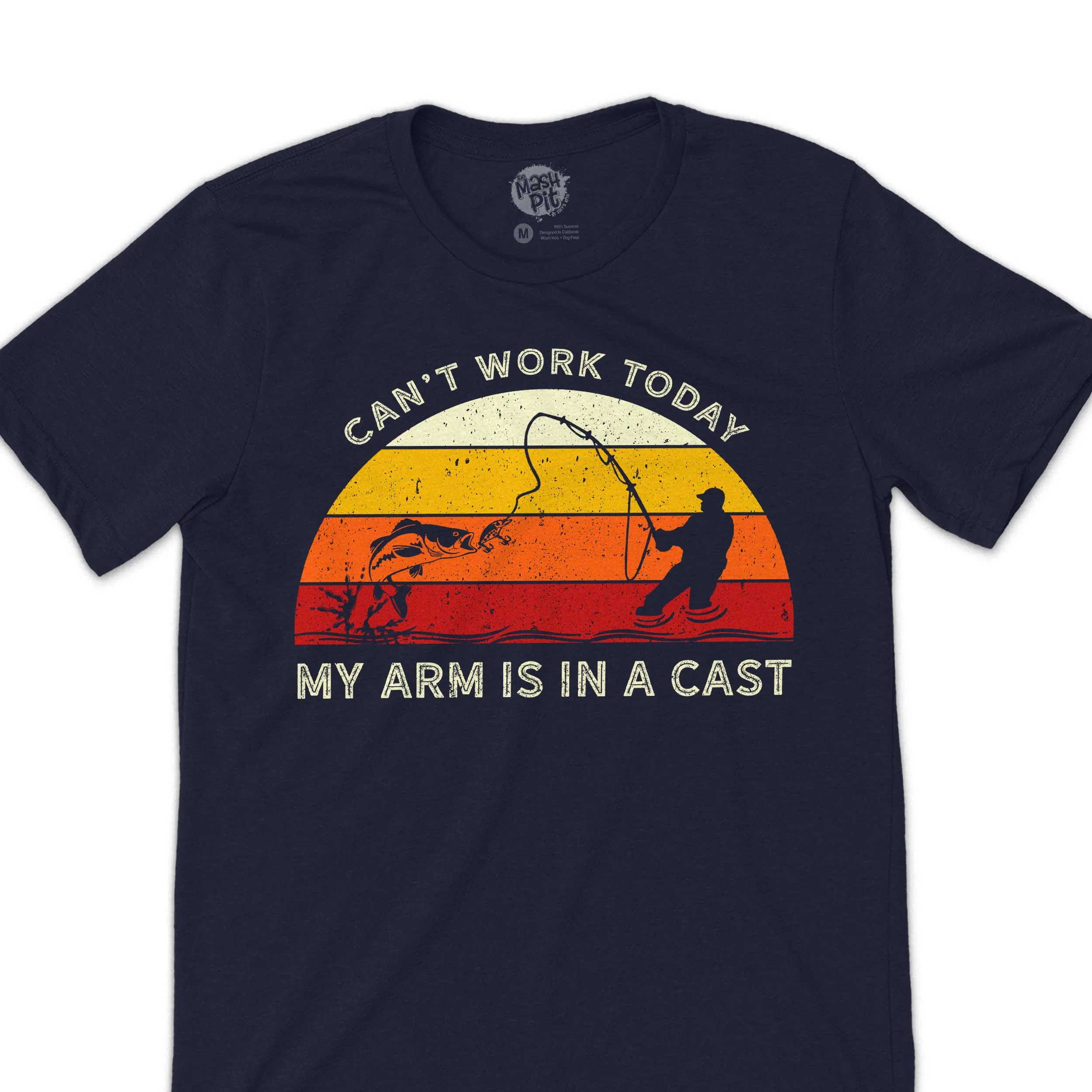 funny fishing shirt - can't work my arm is in a cast dad fishing shirt grandpa fisherman shirt