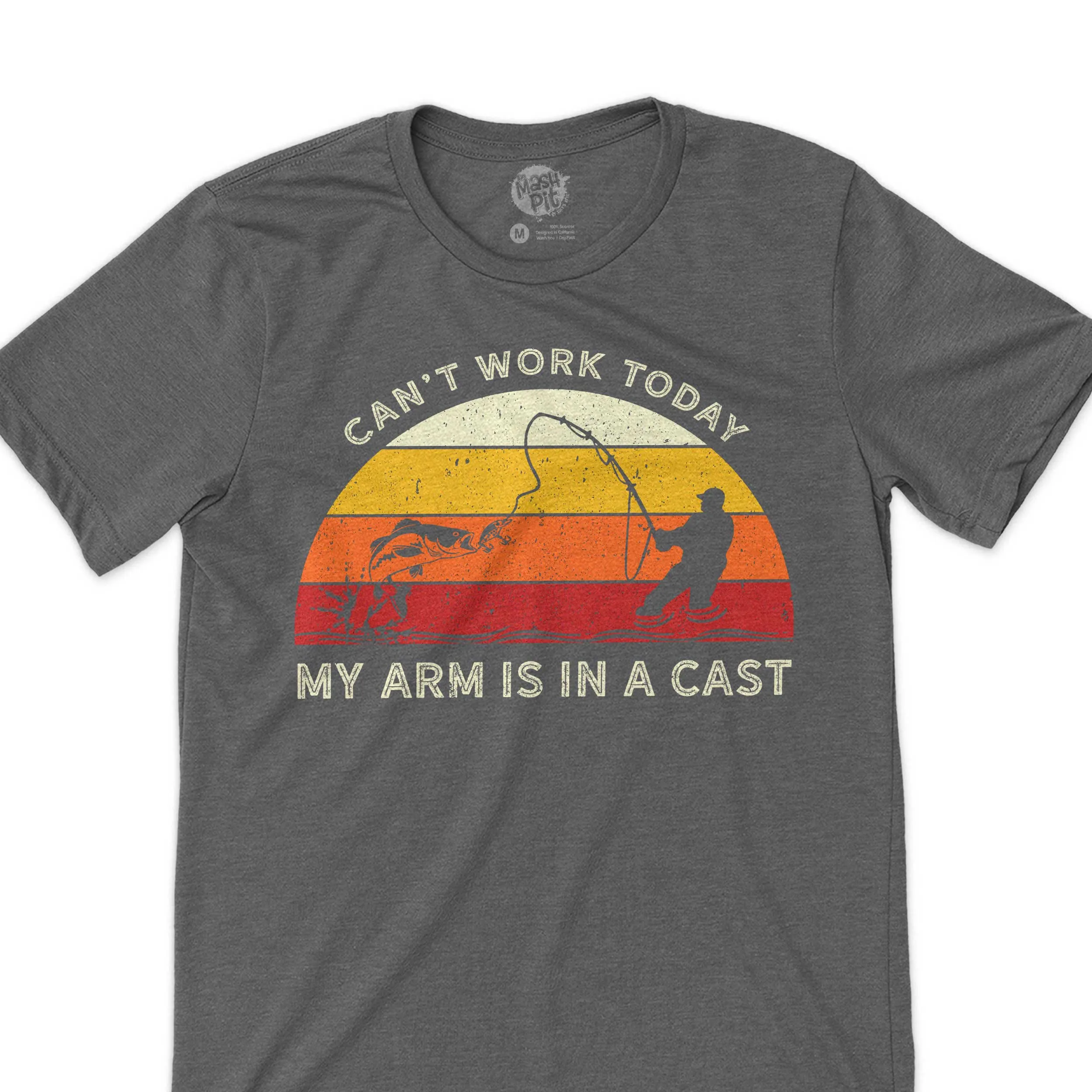 funny fishing shirt - can't work my arm is in a cast dad fishing shirt grandpa fisherman shirt