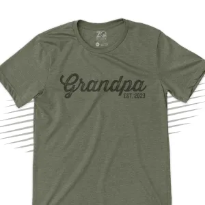 Grandpa shirt - grandpa established any year custom t-shirt - great for a pregnancy announcement or Father's Day gift 22FD-031