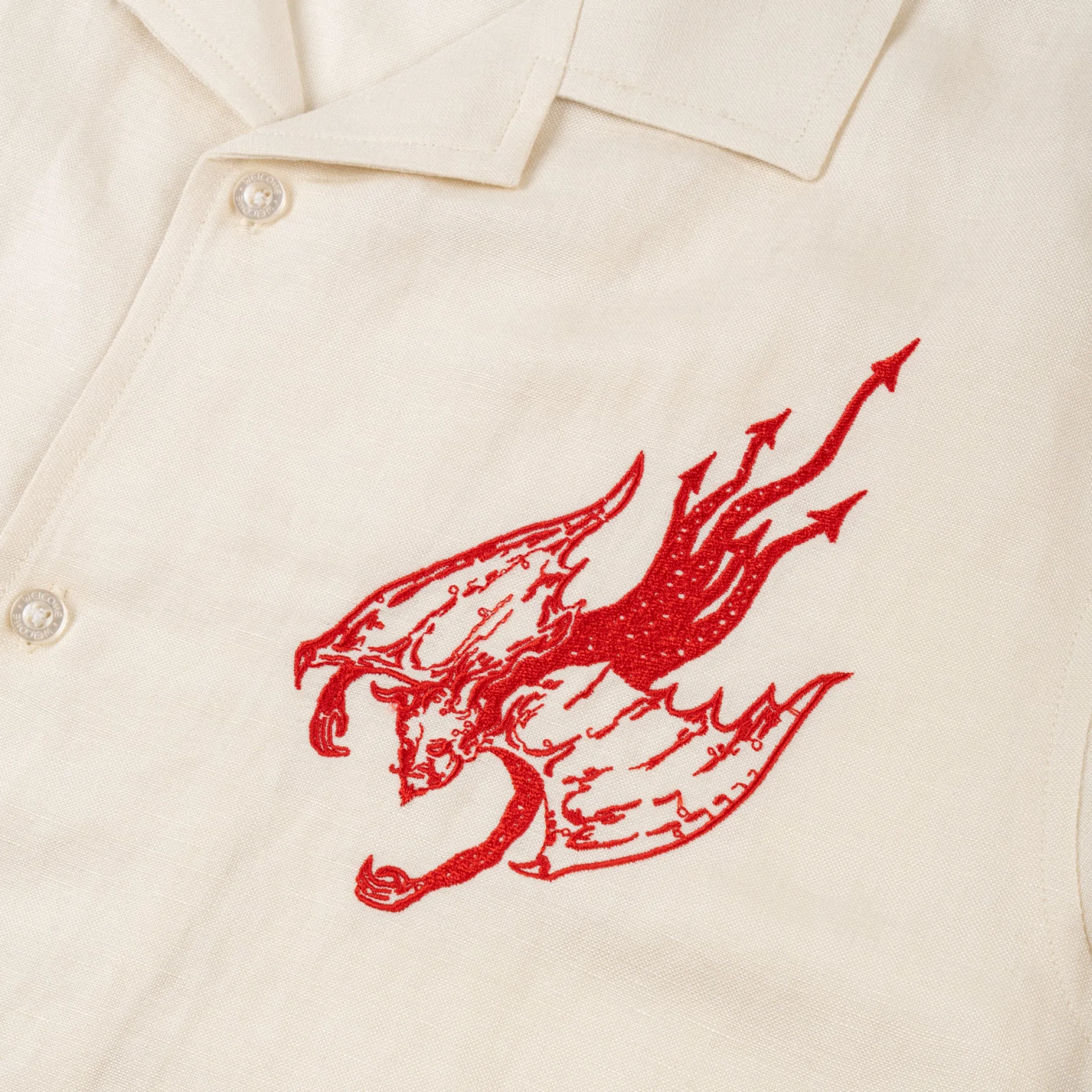 Hellion Embroidered Linen Shirt - Bone