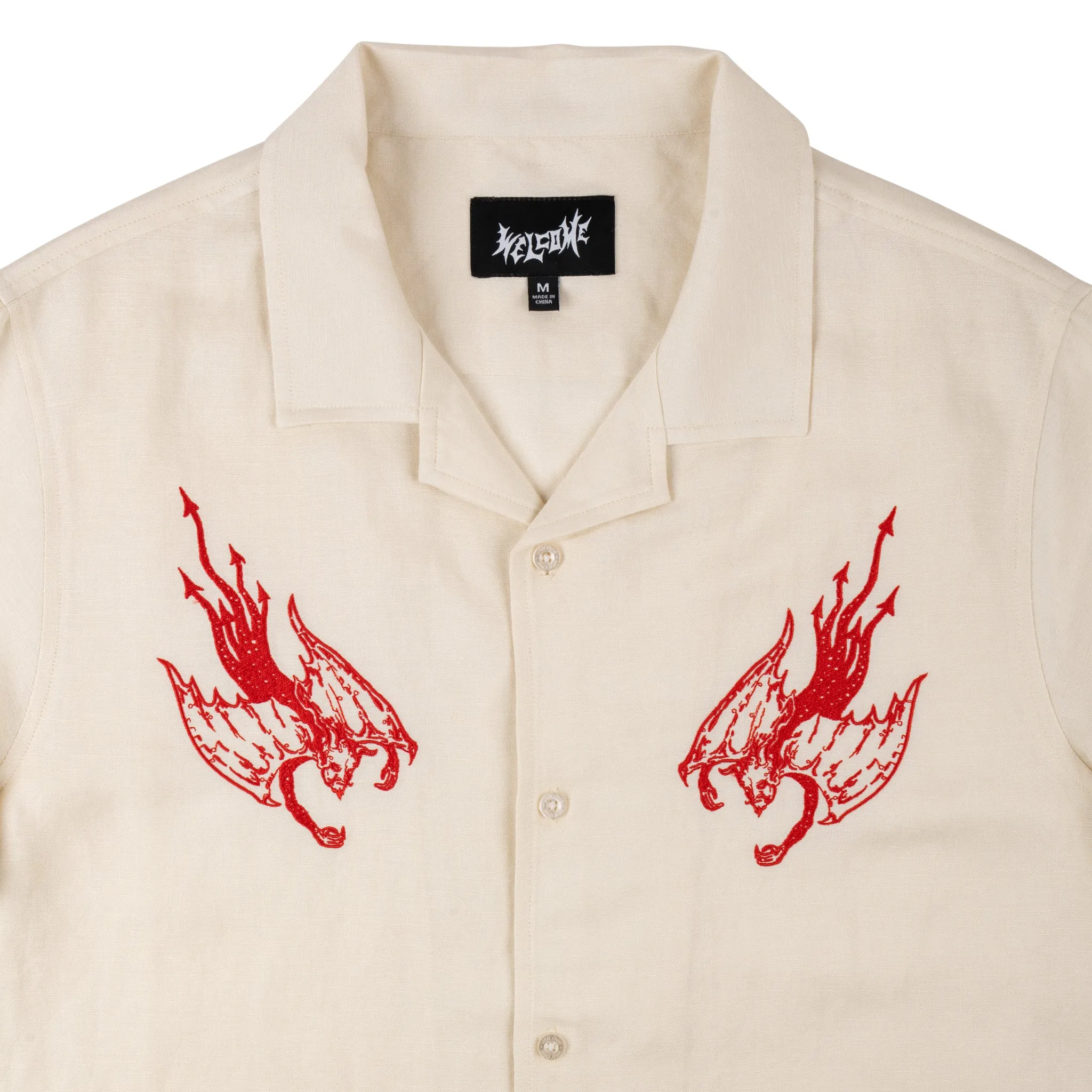 Hellion Embroidered Linen Shirt - Bone