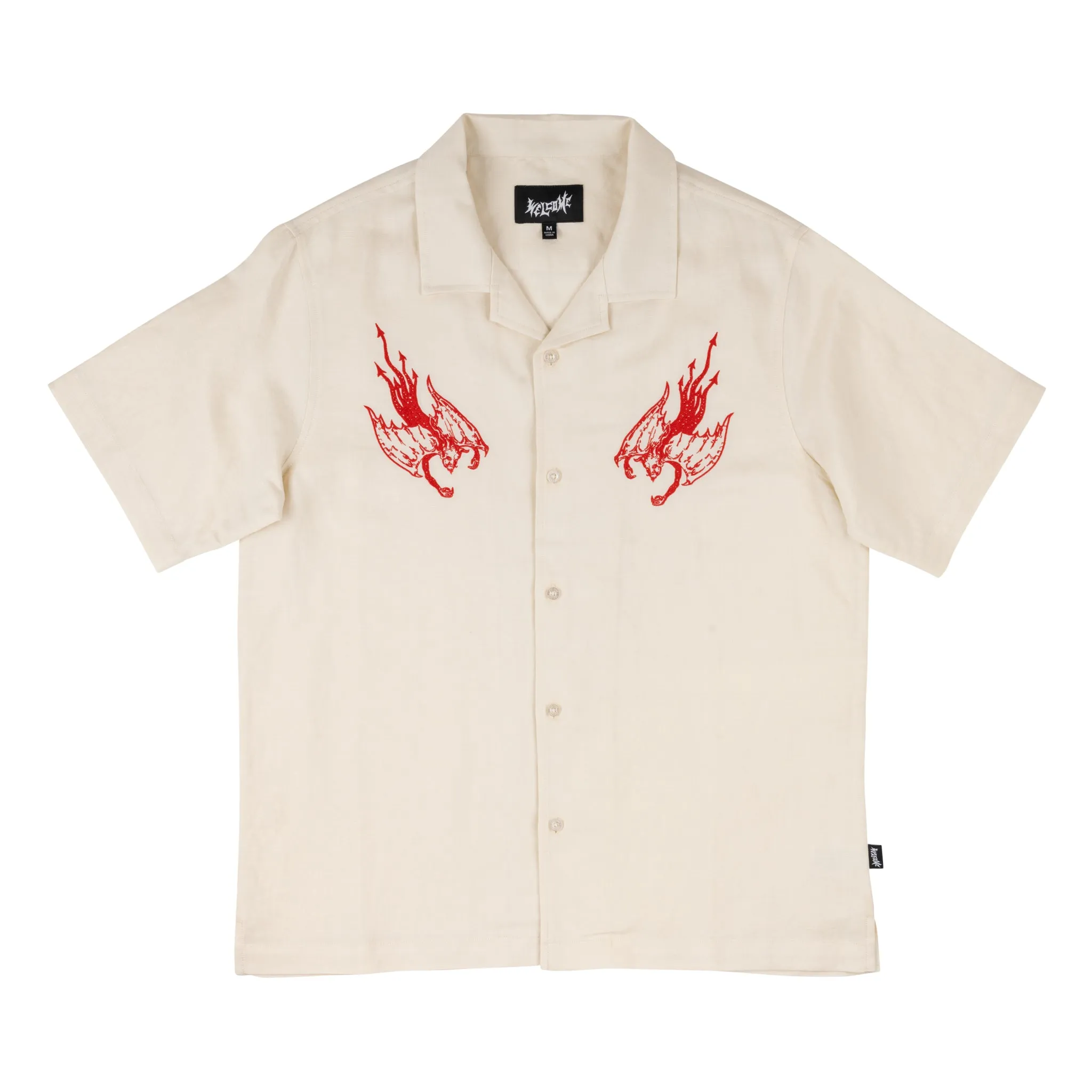 Hellion Embroidered Linen Shirt - Bone