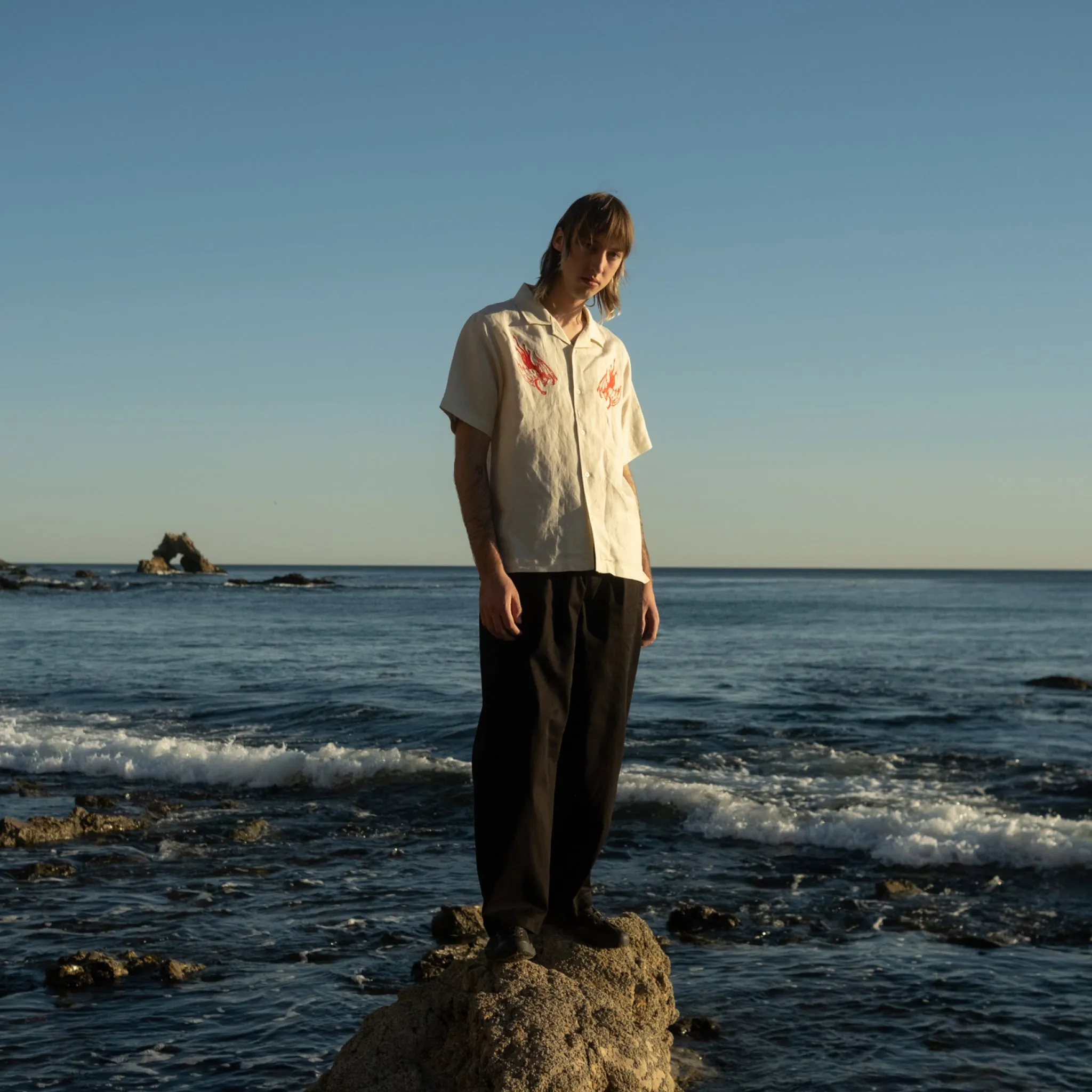 Hellion Embroidered Linen Shirt - Bone