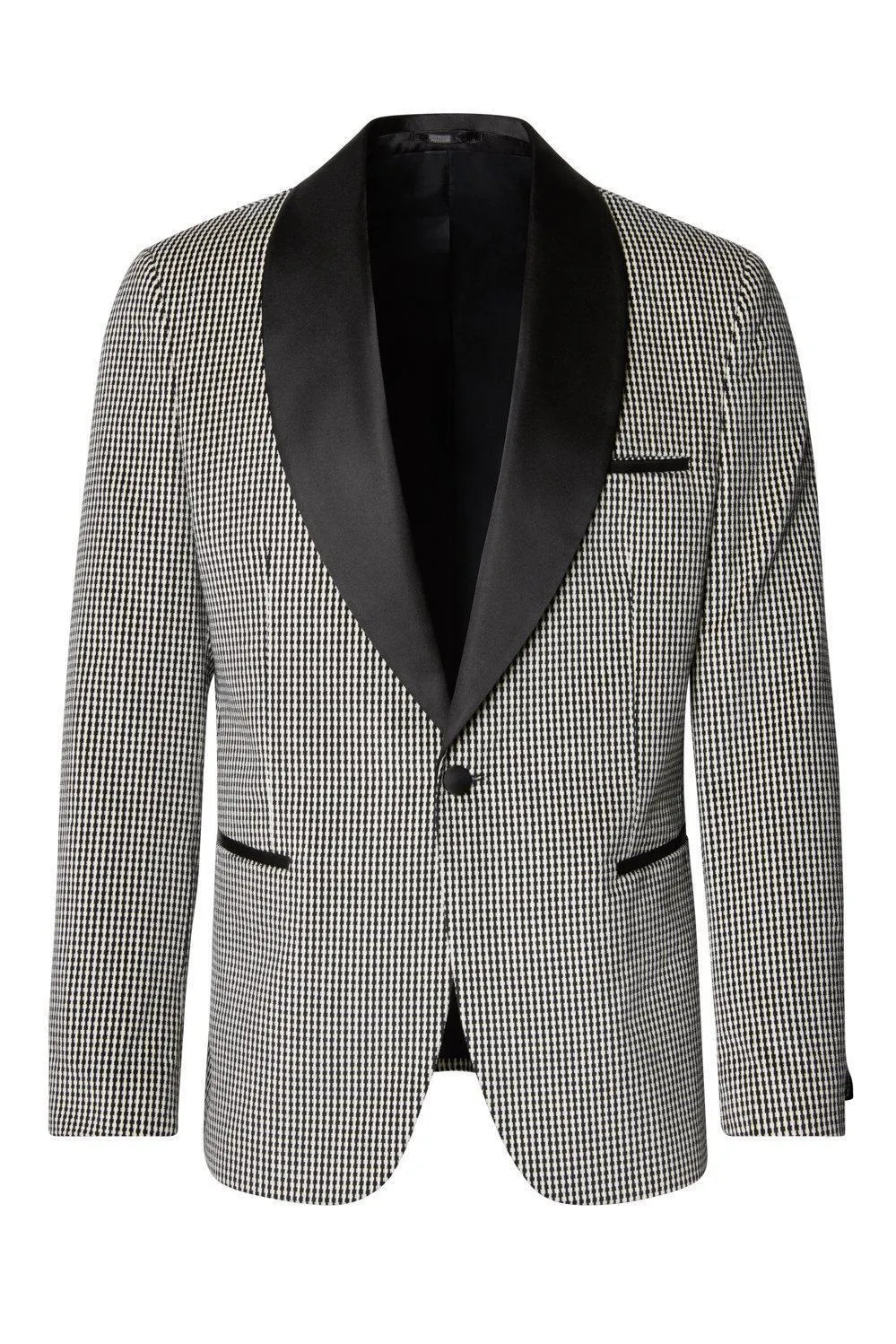 Italian Velvet Shawl Lapel Tuxedo Jacket - Houndstooth