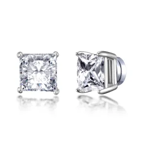 Men's Silver Plated Square Magnetic Clip On Stud Earrings Created with Zircondia® Crystals