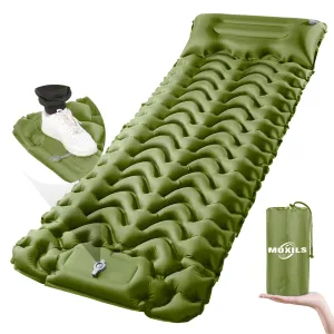 MOXILS Sleeping Pad Ultralight Inflatable Sleeping Pad for Camping,Built-in Pump, Ultimate for Camping, Hiking - Airpad, Carry Bag, Repair Kit - Compact & Lightweight Air Mattress(Green)