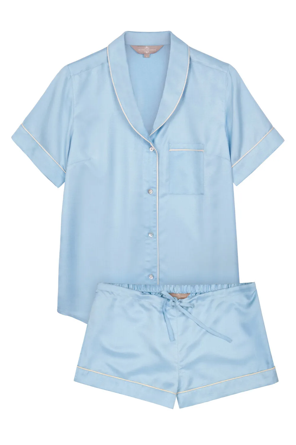 Mulberry Silk Shorties Pyjamas - Andaman Blue