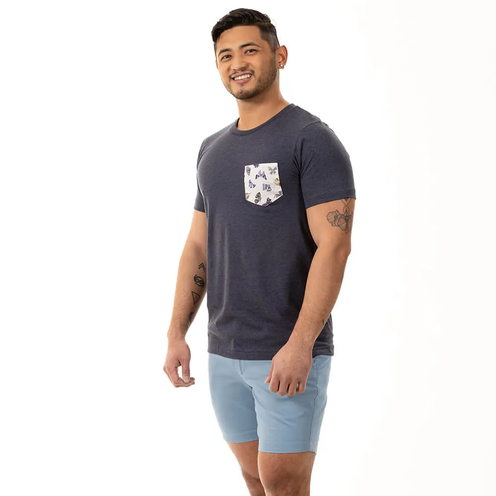 Navy Heather With Butterfly Pocket T-Shirt