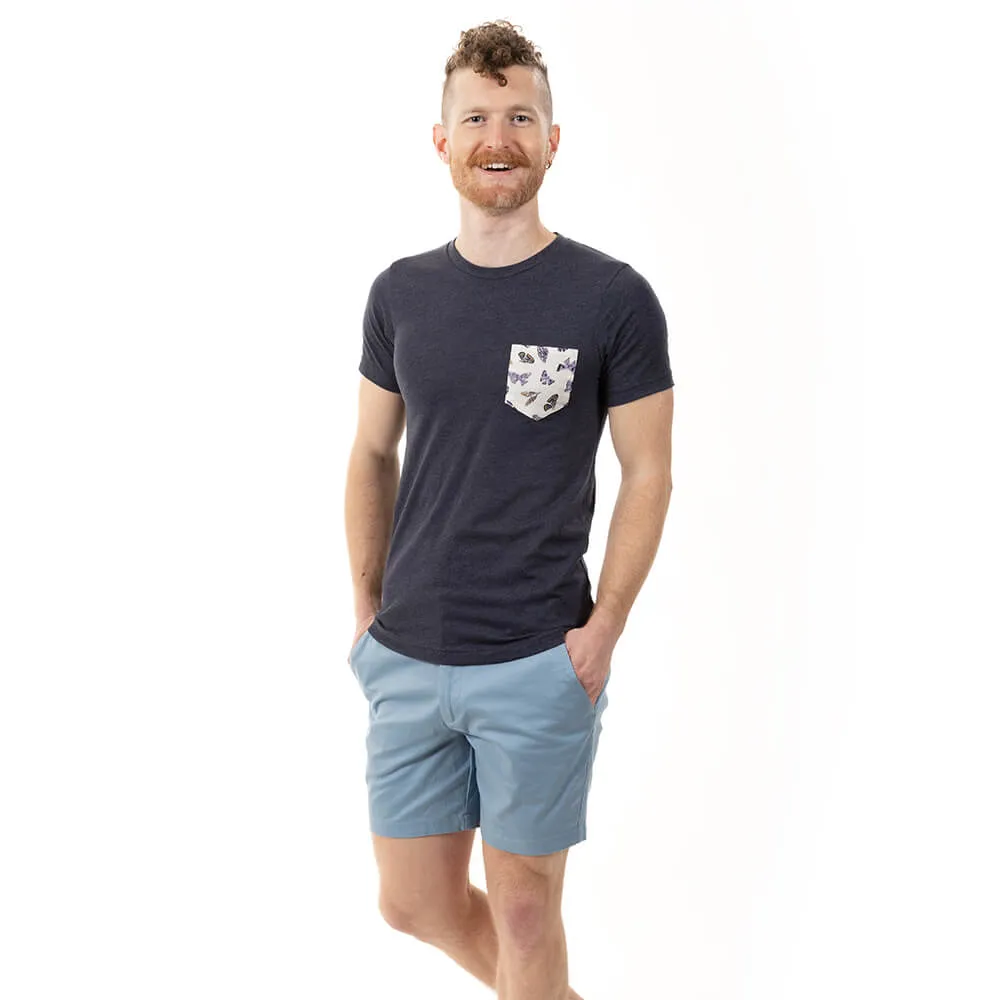 Navy Heather With Butterfly Pocket T-Shirt