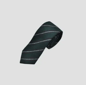 Neat Stripes Wool Tie in Bottle Green, Claret & Grey