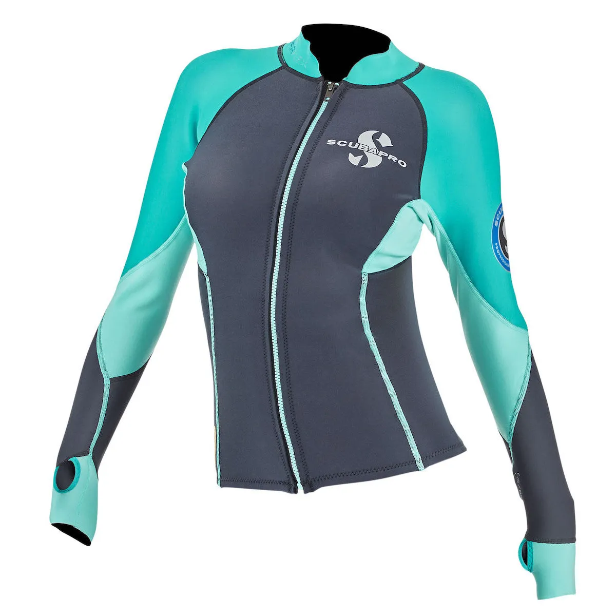 Open Box - ScubaPro Women's 1.5mm Everflex Long Sleeve Rash Guard, Teal, Size: Medium