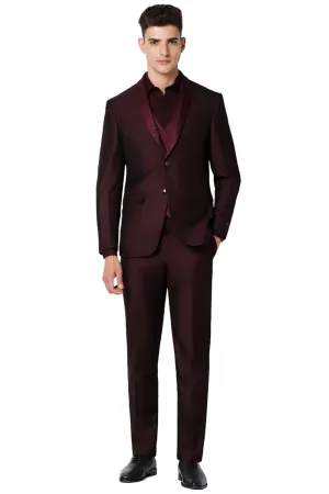 Peter England Men's Polyester Blend Three Piece Suit (PIS3SNSH273509_Brown