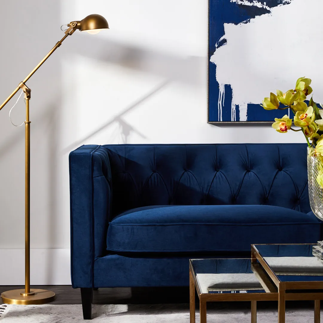 Tuxedo 3 Seater Tufted Sofa - Navy Velvet